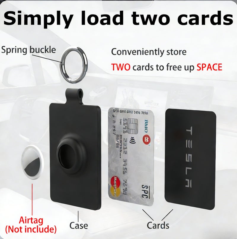 Card Airtag case apple air tag Wallet card Tesla key protective holder airtag2 anti-lost tracking device protective cover Airtag credit card Key case 2 in 1 for 3 Y S X Tesla key keychain, Airtags Card Case for Wallet, Purse, Handbag, Clutch, Backpack, Pocket - Image 2